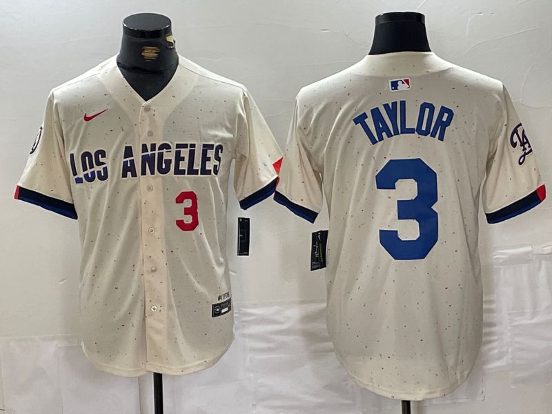 Men Los Angeles Dodgers #3 Taylor Cream Fashion Nike Game MLB Jersey style 2->los angeles dodgers->MLB Jersey